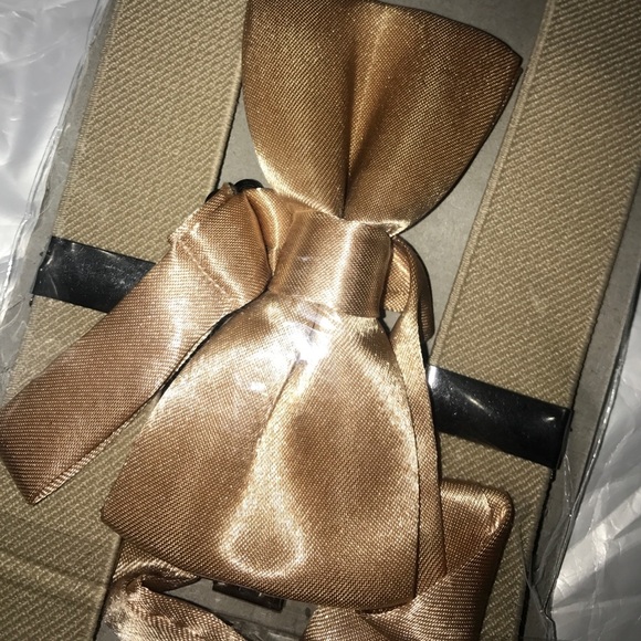 BEIGE BOYS SUSPENDER & BOW TIE SET - *New* - Picture 4 of 4